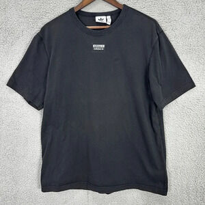 Adidas Shirt‎ mens large Black White Spell Out trefoil Outdoors Athletic Casual